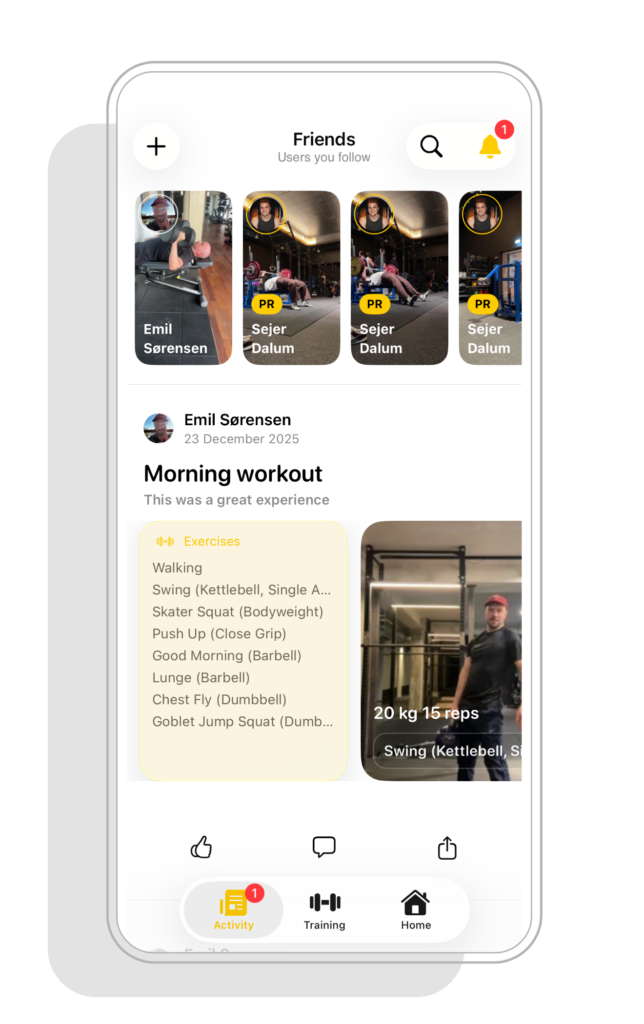 Wauw app activities screen showing a list